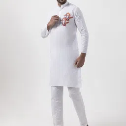 DEVOILER Men Ethnic Motifs Printed Mandarin Collar Straight Kurta image 4