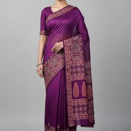 Peachmode Ethnic Motifs Printed Pure Crepe Saree-picture-33