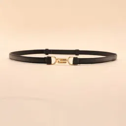 bling queen Stylish Buckle Thin Belts Black Simple Casual Waistband For Women-picture-14