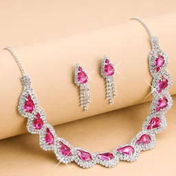 ASCEND Sliver-Plated Crystals Stone-Studded Jewellery Set-picture-44