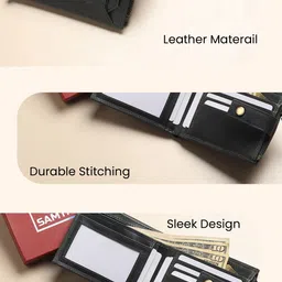 SAMTROH Men Zip Detail Leather Two Fold Wallet image 3