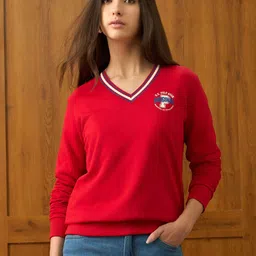 U.S. Polo Assn. Women Brand Logo Printed V-Neck Sweatshirt-picture-36