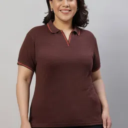Wear Your Opinion Women Plus Size Polo Collar Neck Tipped T-shirt-picture-25