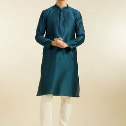 Diwas by Manyavar Geometric Woven Design Mandarin Collar Straight Kurta-picture-40