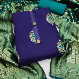 LeeliPeeri Designer Embellished Unstitched Dress Material image 4