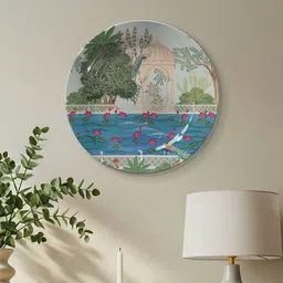 DESSINE ART Green The Garden Of Royalty Ceramic Plate Wall Art with Stand & Metal Hook-image-31