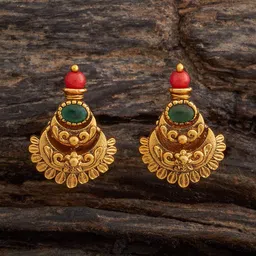 Kushal's Fashion Jewellery Gold-Plated Stone Studded Classic Antique Drop Earrings-picture-29