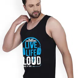 SLOWLORIS Pack Of 2 Printed Round Neck Cotton Gym Vests image 3