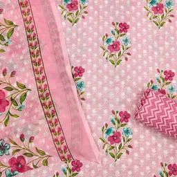 LeeliPeeri Designer Floral Printed Sequinned Cotton Unstitched Dress Material image 4