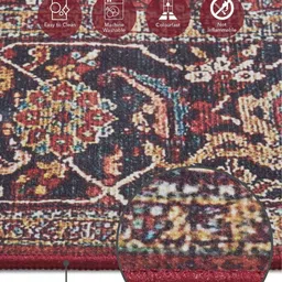 OBSESSIONS Rust Colored & Blue Ethnic Motifs Textured Water Repellent Bedside Runners image 3