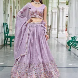 LeeliPeeri Designer Embroidered Ready To Wear Lehenga & Unstitched Blouse With Dupatta-picture-27