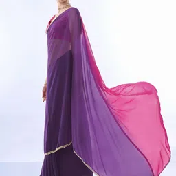 Mitera Colourblocked Mirror Work Pure Chiffon Ready to Wear Saree image 3
