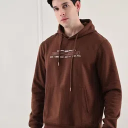 Mast & Harbour Men Printed Full Sleeve Hooded Pullover Sweatshirt image 2