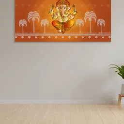 nestroots Orange Colored & Red Lord Ganesha Printed Religious Canvas Painting Wall Art-picture-30