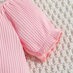 Porpy Girls Self Design Off-Shoulder Top With Shorts image 3