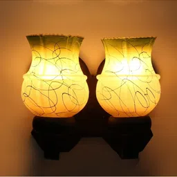 1ST TIME Green & White Textured Wood Frustum Shaped Wall Lamp-picture-21