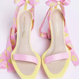 Papa Don't Preach Striped PU Stiletto Sandals with Bows image 3