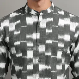 HIGHLANDER Men Mandarin Collar Abstract Printed Cotton Casual Shirt image 3
