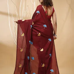 SLAGHA Ethnic Motifs Embroidered Zari Taant Saree image 5