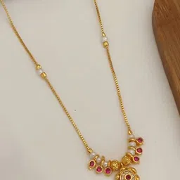 Queenzart Gold-Plated Artificial Stones and Beads Mangalsutra image 2