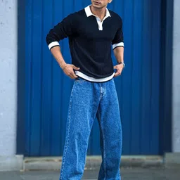 Maniac Men Self Design Polo Collar Cotton T-shirt image 2