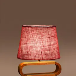 Devansh Pink & Beige Textured Wooden Frusturical Shaped Table Lamp image 4