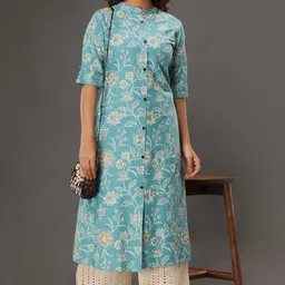 looms21 Women Floral Print Viscose Rayon A-line Kurta-picture-21