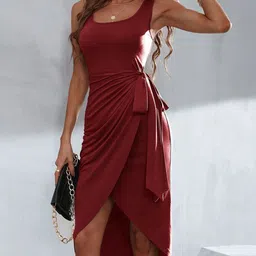 StyleCast Solid Wrap Party Dress-image-29