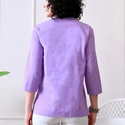 Vogue by Avantika Women Mandarin Collar Linen Top image 5