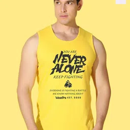 WOOSTRO Pack Of 2 Printed Super Combed Cotton Gym Vests VWS26(ALONE YELLOW)(ALONE WHITE)-picture-21