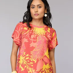 Tamiska By Narendra Kumar Women Floral Print Flutter Sleeve Top image 5