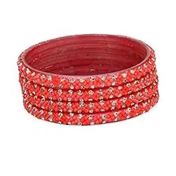 SOMIL Set Of 12 Artificial Stones Glass Bangles image 4