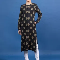 Anouk Women Printed Longline Tie-Up Shrug image 1