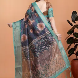Aman's Impero Floral Silk Blend Handloom Mysore Silk Saree image 2