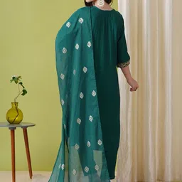 Moda Rapido Women Ethnic Motifs Embroidered Sequinned Kurta Trousers & Dupatta image 5