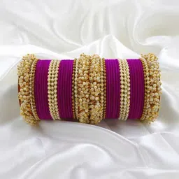 Shasmi Purple Glass Artificial Stones & Beads Bangle image 1