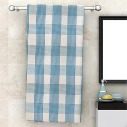 athom living Blue Patterned 210 GSM Cotton Bath Towel image 1