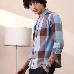 Campus Sutra Men Comfort Multi Stripes Checked Casual Shirt image 5