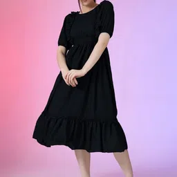 Raiyani Enterprise Round Neck Fit & Flare Dress-image-22