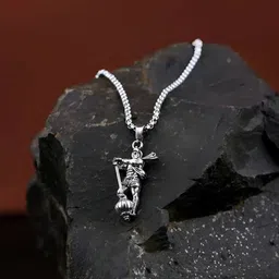 KRENOZ Silver-Plated Hanuman Pendant & Chain image 2