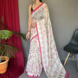 MORDEN MUSE Floral Pure Cotton Saree-image-9