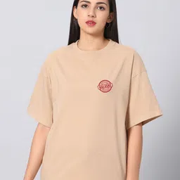 Besick Typography Printed Round Neck Oversized Cotton T-shirt-picture-35