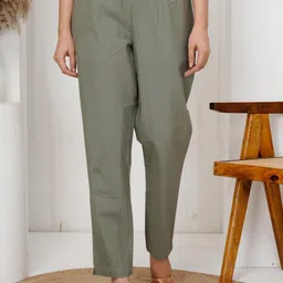 SIGNORIA Women Mom Fit Cotton Peg Trousers image 1