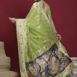 Sangria Woven Design Zari Banarasi Fastive Saree with matching blouse image 2
