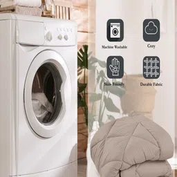 INDRA'S Beige & Coffee Brown Microfiber AC Room 150 GSM Comforter image 2