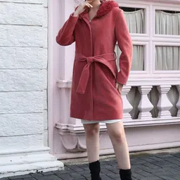 Plagg Women Single-Breasted Shawl Collar Hooded Stylish Overcoat image 5