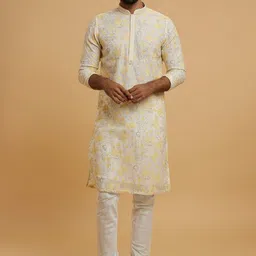 Twamev Men Ethnic Motifs Embroidered Regular Kurta with Churidar-image-94
