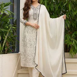 FVD Women Floral Printed Regular Kurta with Trousers & With Dupatta-image-16