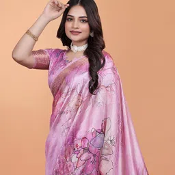 DIVASTRI Floral Printed Zari Banarasi Saree image 5