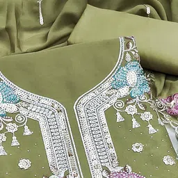 Peachmode Embroidered Viscose Rayon Unstitched Dress Material image 2